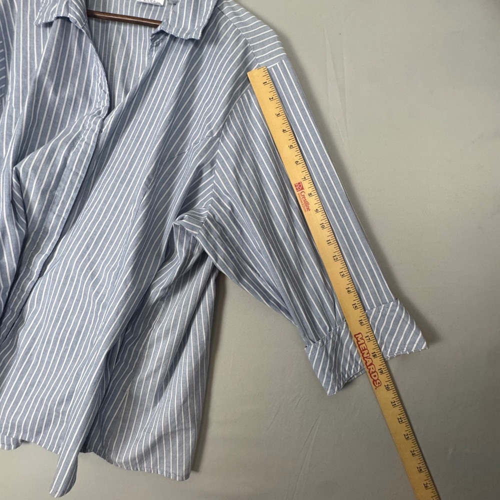 Riders by Lee Button Up Shirt Womens 3X Blue White Striped Excellent 3/4 Sleeve - Picture 10 of 10